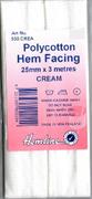 HEMLINE HANGSELL - Bias Hem Facing 25mm x 3m - cream